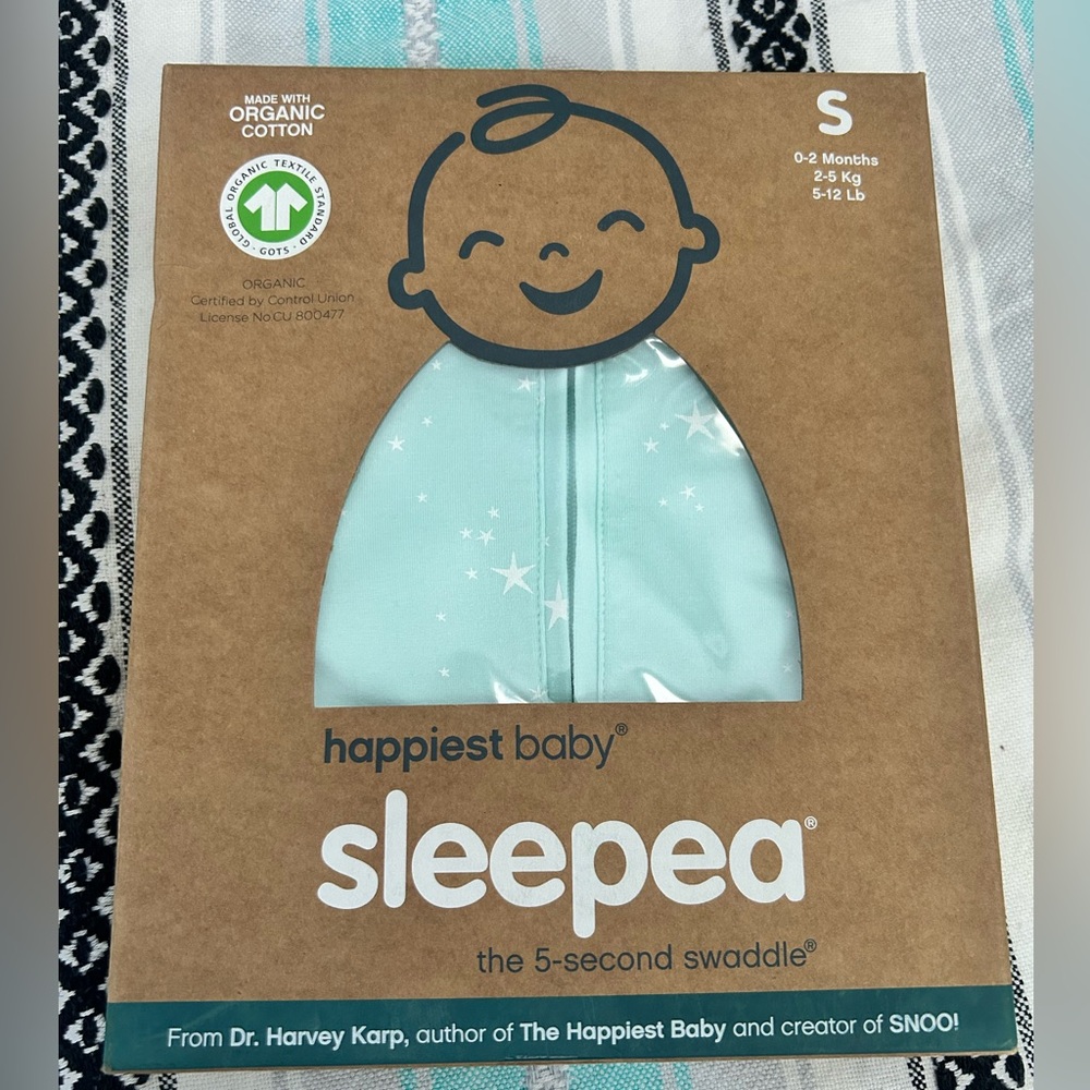 Happiest Baby Sleepea® 5-Second Baby Swaddle Teal Stars Size Small 5-12 Lbs